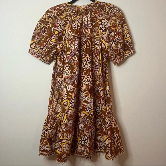 NWT PILCRO Boho Fall Colorful Puff Sleeve Cotton Linen Blend Tunic Dress - Picture 9 of 15